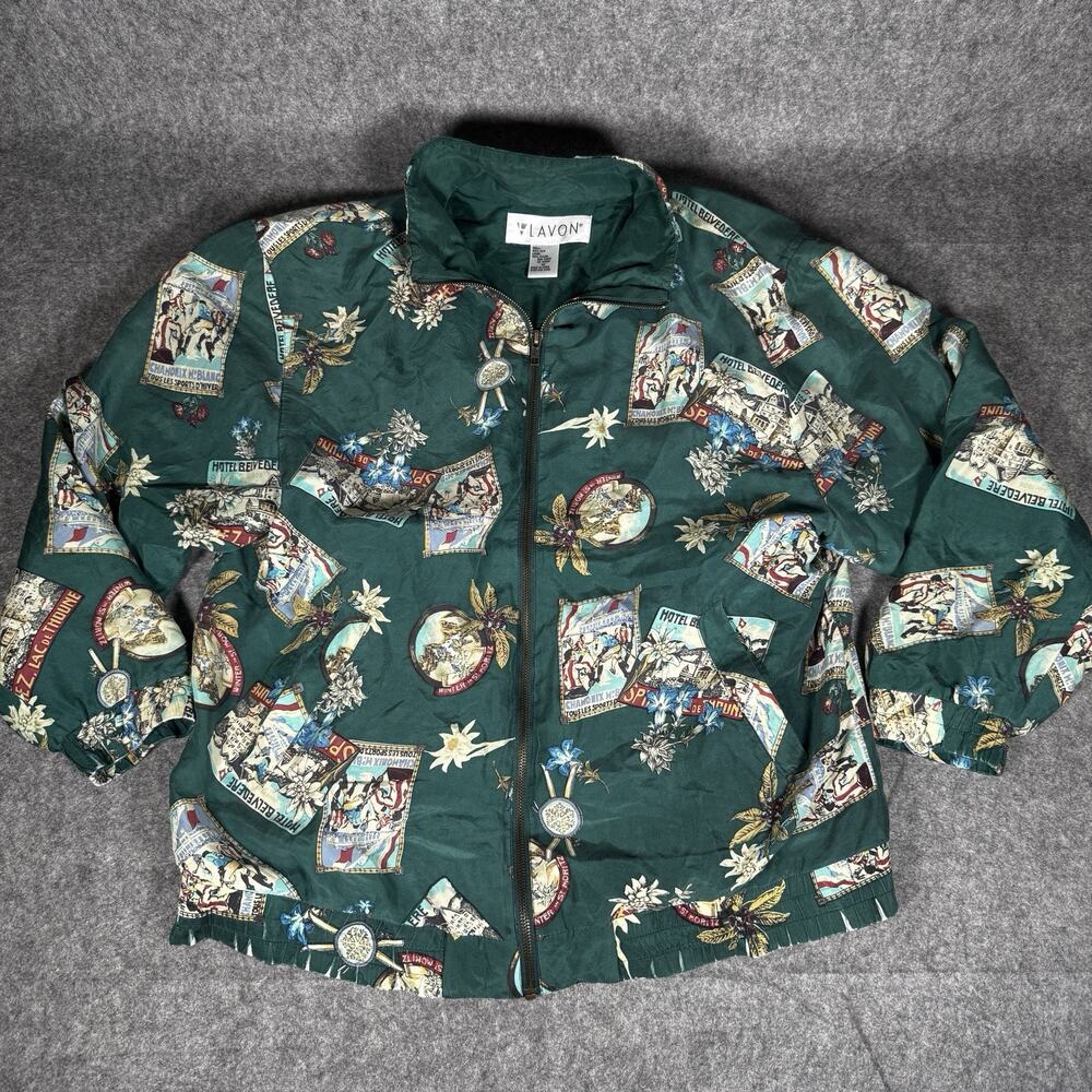 Vintage Lavon 80s Jacket Women's M Colorful Long Sleeve Track